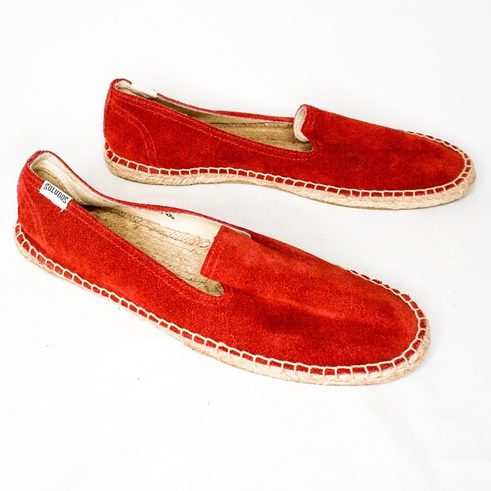 SOLUDOS Espadrilles Red Woven Canvas Slides 7 - Picture 3 of 7